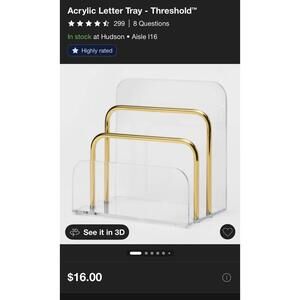 Threshold™ Acrylic Letter Tray with Gold Accents